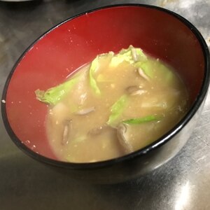 キャベツと舞茸の味噌汁